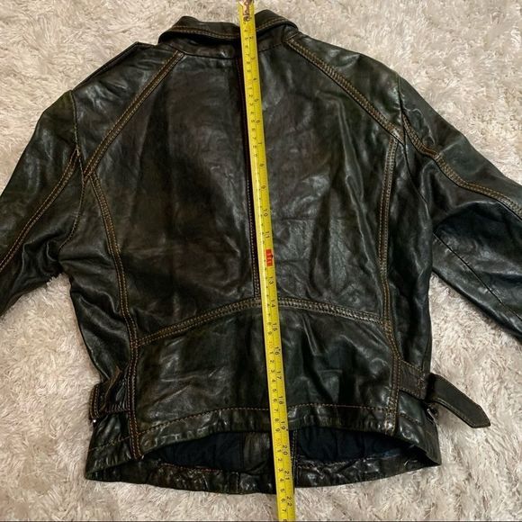 Topshop dark green leather jacket size 4 - Picture 12 of 12